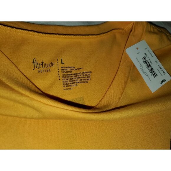 NWT Flirtitude Active Gold NYC 4 Short Sleeve Size Large - Picture 5 of 9